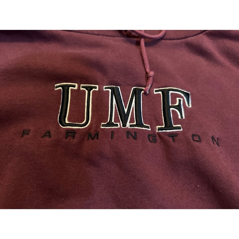 Jansport UMF Farmington Maroon Hoodie XL 55% Cotton 45% Polyester Stain